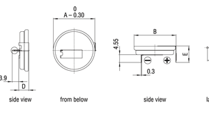2 pins horizontal through-hole mounting (HF types)